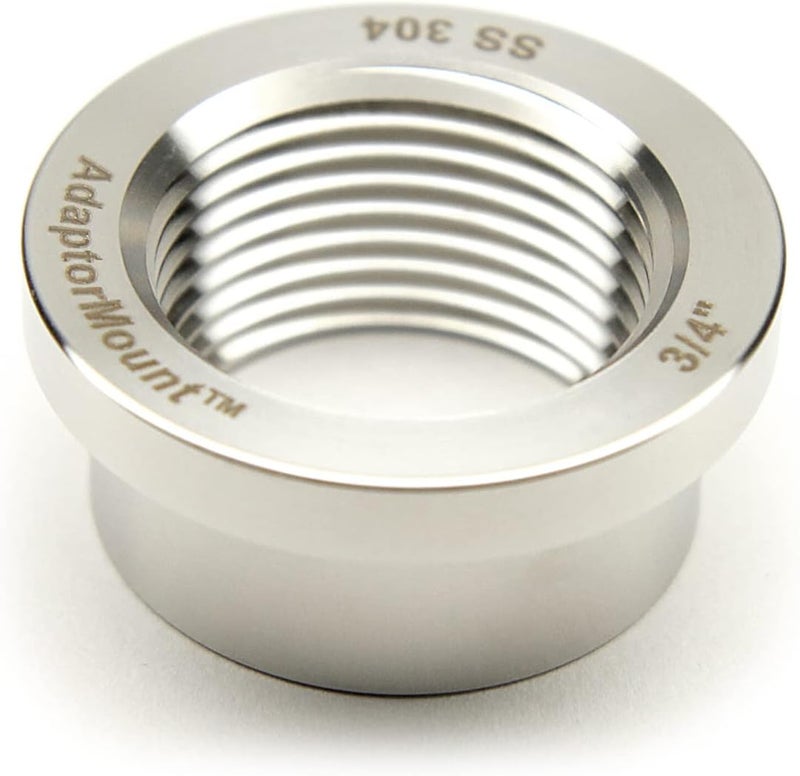 AdaptorMount G 3/4" (BSPP) Stainless Steel 304 Female Threaded Stepped Weld Bung Mounting Fitting (OD 1.2") with Top Head (OD 1.5") - Image 4